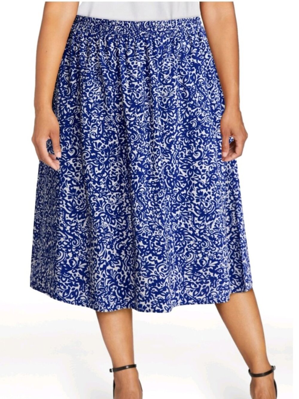 A-LINE, RELAXED FIT MIDI SKIRT - WOMENS PLUS SIZE
